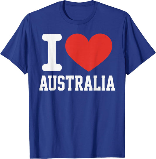 I Love Australia Heart Souvenir Lovers Pride Travel T-Shirt - T-Shirt | Royal