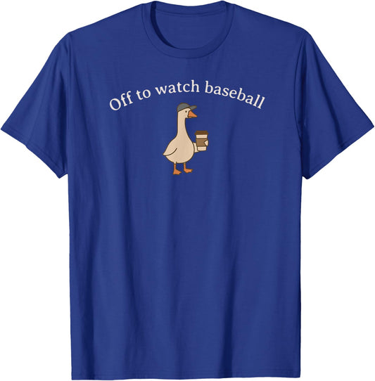 Off to Watch Baseball Funny Meme Goose Happy Game Day Retro T-Shirt - T-Shirt | Royal