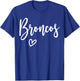 Vintage Broncos Last Name Heart Gift Women Kids T-Shirt - T-Shirt | Royal