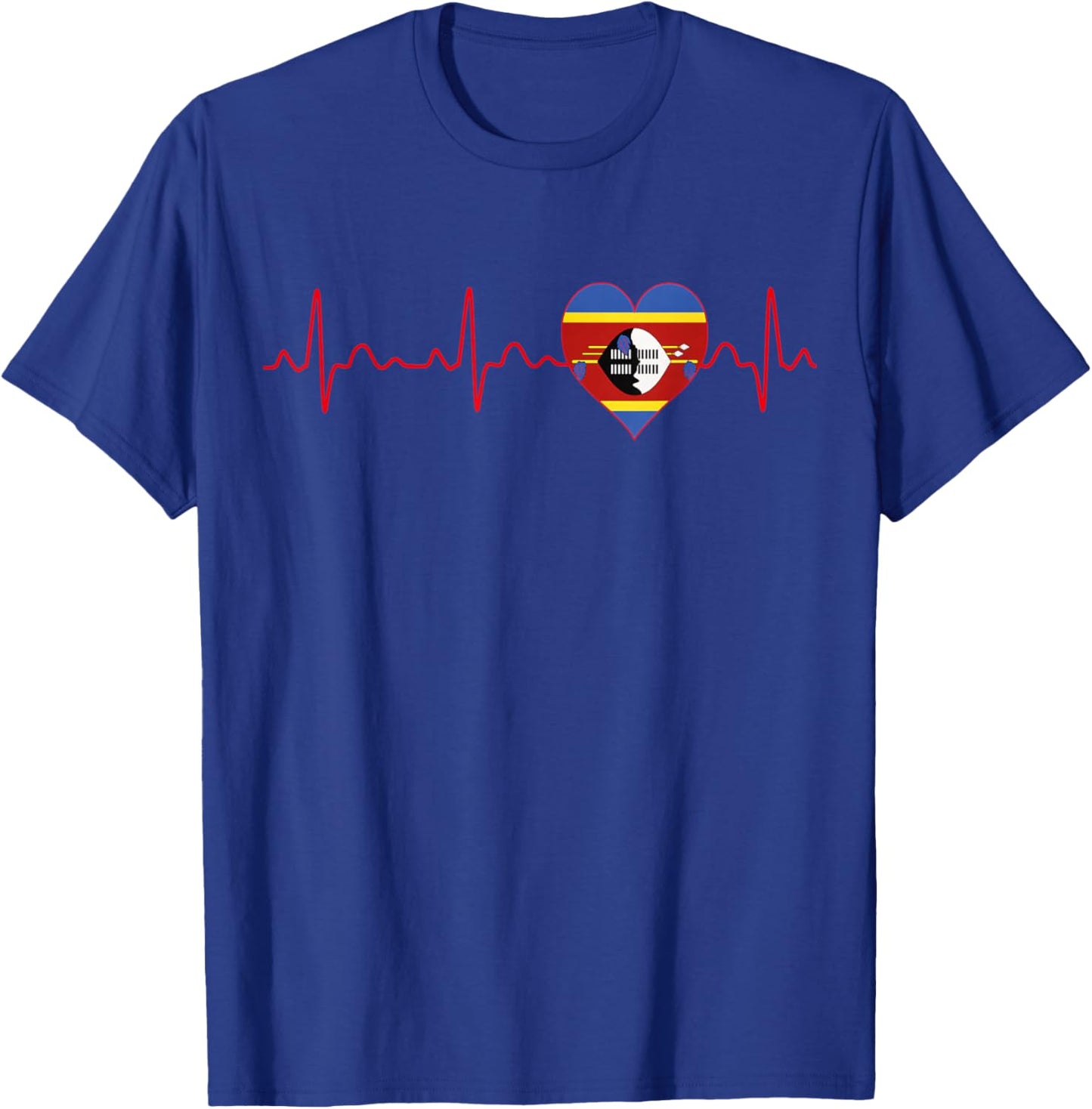 ESWATINI Flag Heartbeat EKG Patriotic National Souvenir T-Shirt - T-Shirt | Royal