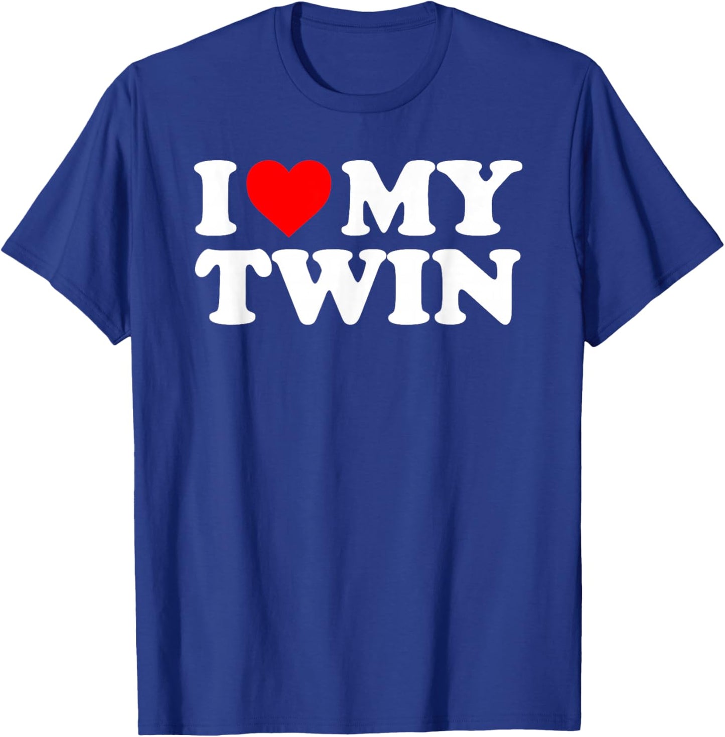 I Love My Twin - Red Heart T-Shirt - T-Shirt | Royal