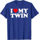 I Love My Twin - Red Heart T-Shirt - T-Shirt | Royal