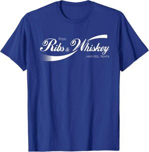 Ribs & Whiskey for BBQ or Southern Rock Fans T-Shirt - T-Shirt | Royal