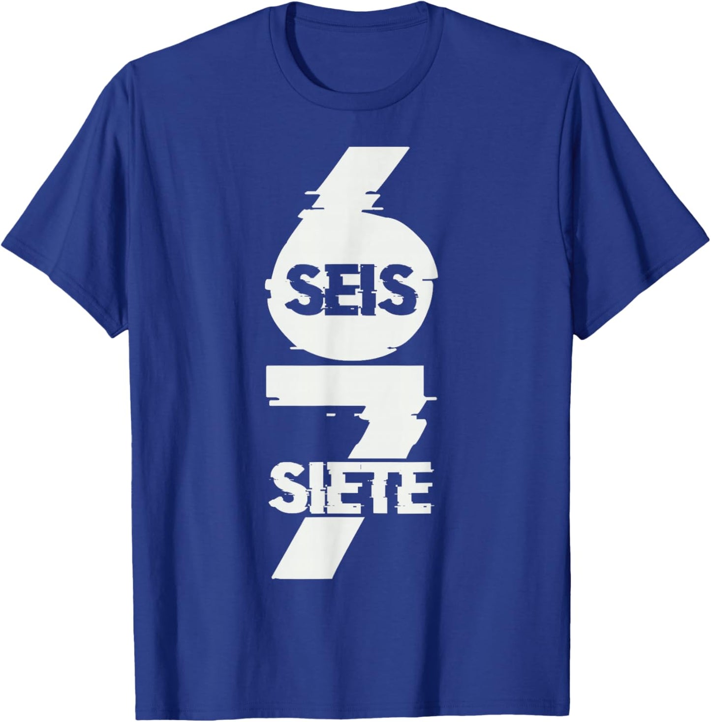 Fun Six Seven in Spanish SEIS Siete 67 Brainrot Meme T-Shirt - T-Shirt | Royal