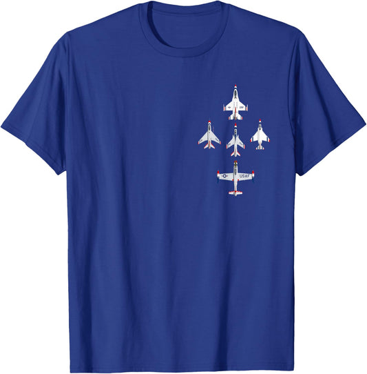USAF Thunderbirds F16 57th Wing Vintage Airshow Gift (Back) T-Shirt - T-Shirt | Royal