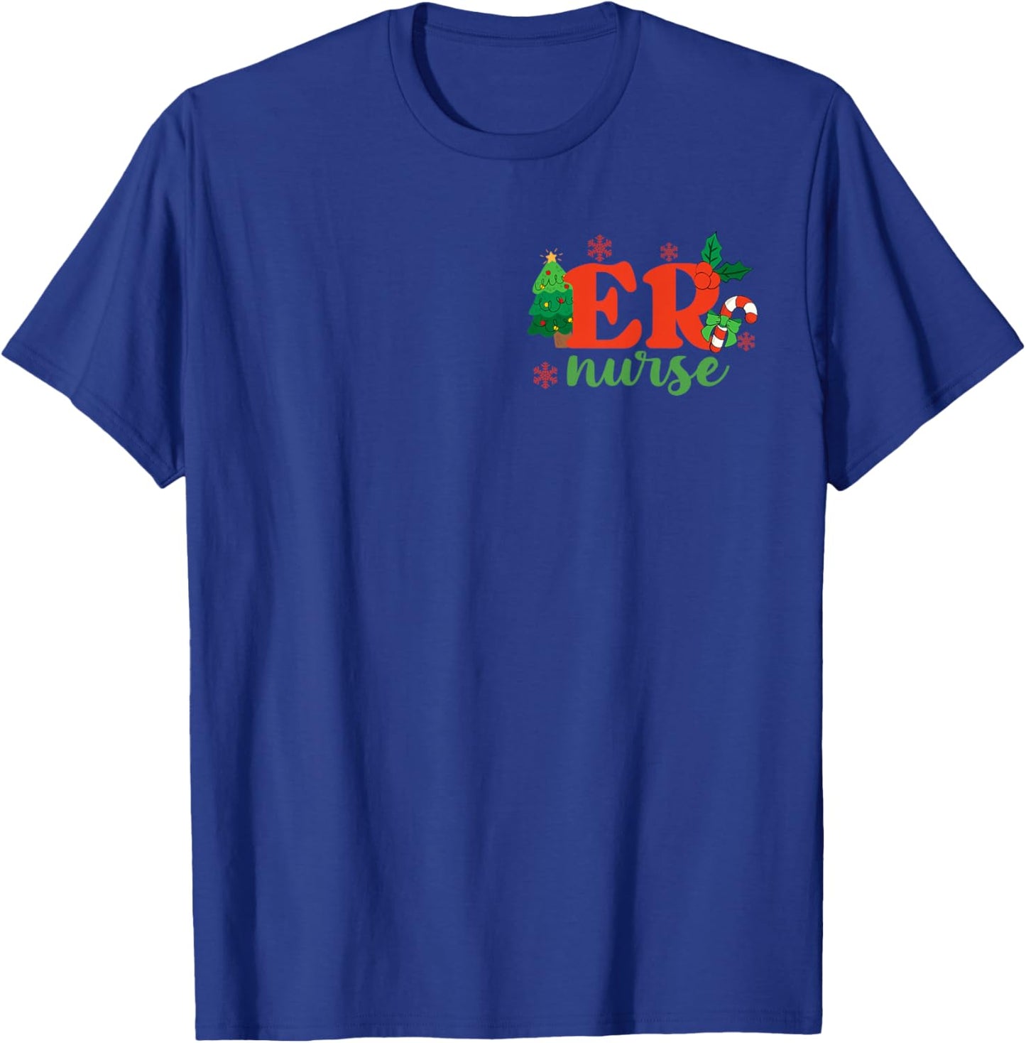 (2 Sided) Emergency Department Christmas ER ED Nurse Xmas T-Shirt - T-Shirt | Royal