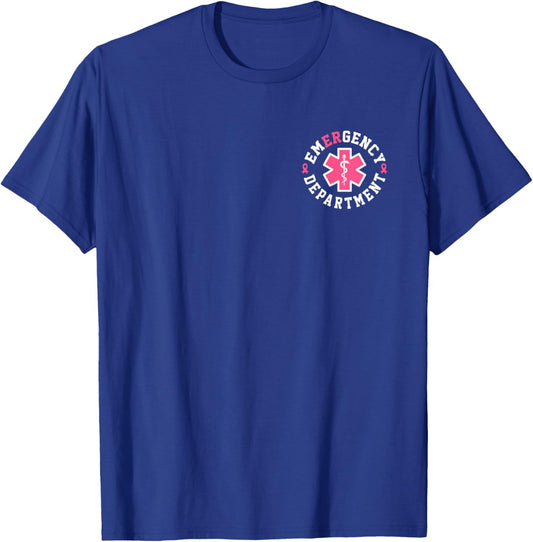 Emergency Department Emergency Room Nurse Breast Cancer T-Shirt - T-Shirt | Royal