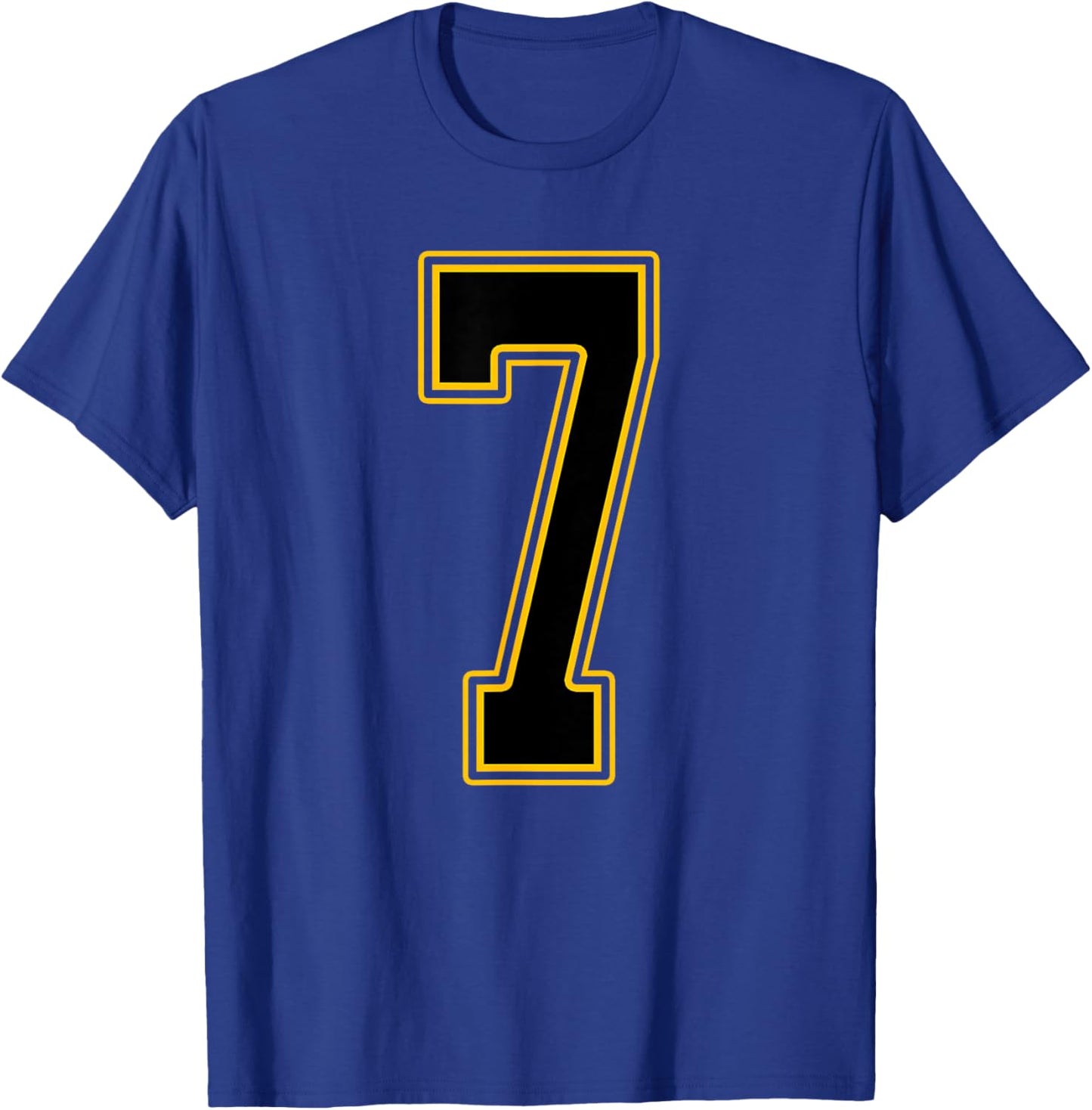Black and Gold Number 7 Jersey Player Uniform #7 T-Shirt - T-Shirt | Royal