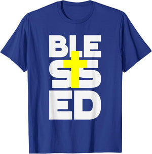 Blessed Cross Christian Faith Religious Design Women Men Kid T-Shirt - T-Shirt | Royal