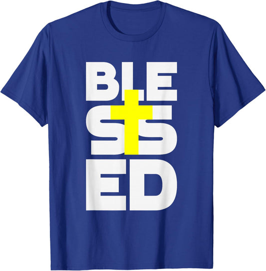 Blessed Cross Christian Faith Religious Design Women Men Kid T-Shirt - T-Shirt | Royal