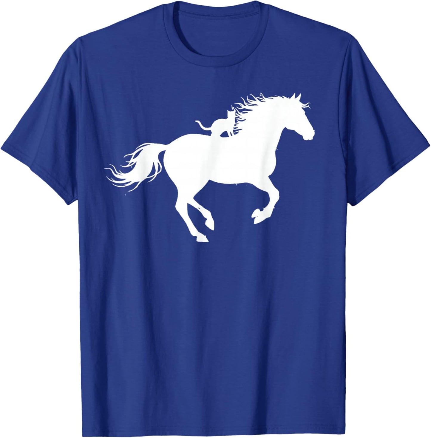 Running Horse with Cat Silhouette Graphic Horse Cat Lovers T-Shirt - T-Shirt | Royal