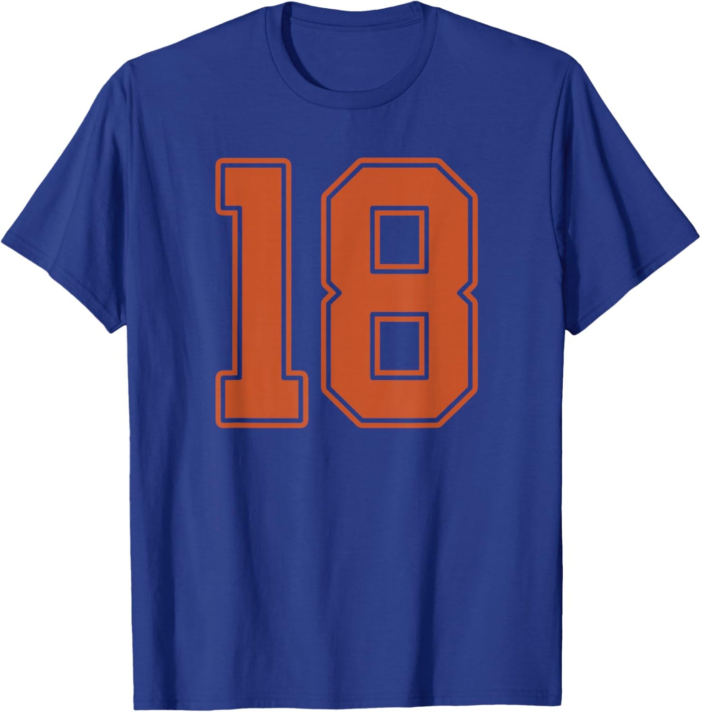 Burnt Orange Number 18 Jersey Player Uniform #18 T-Shirt - T-Shirt | Royal