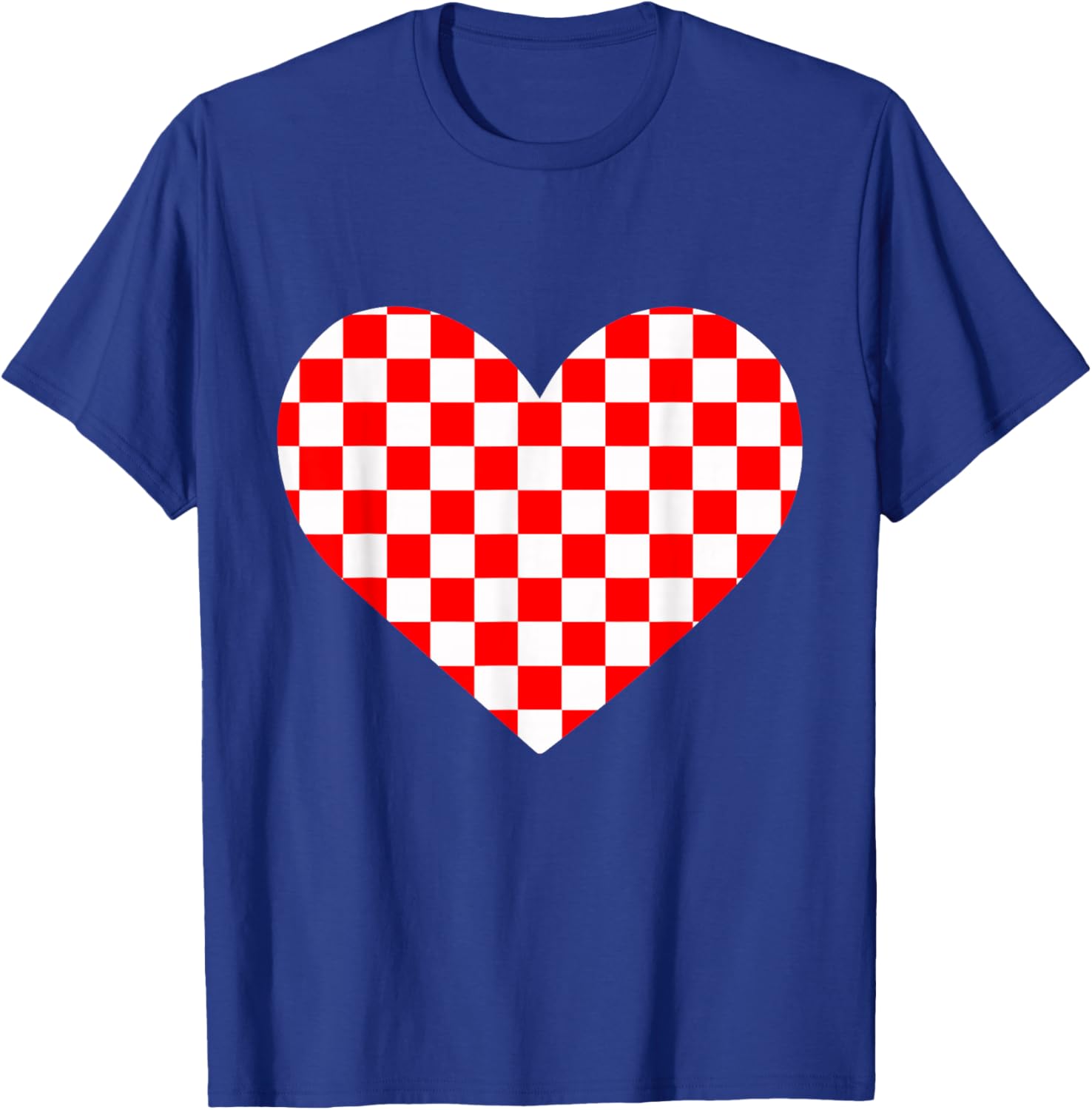 Girls Valentines Heart Silhouette Checkerboard Retro T-Shirt - T-Shirt | Royal
