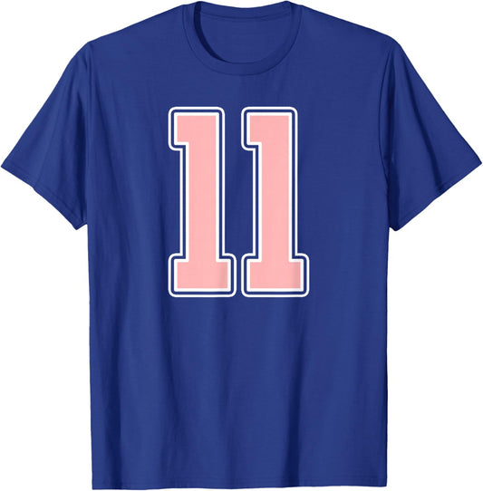 Cute Pink and White Number 11 Jersey Player Uniform #11 Fan T-Shirt - T-Shirt | Royal