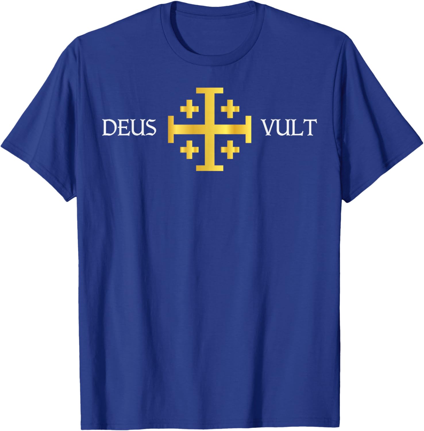 Deus Vult Knights Templar Jerusalem Cross Catholic Faith T-Shirt - T-Shirt | Royal