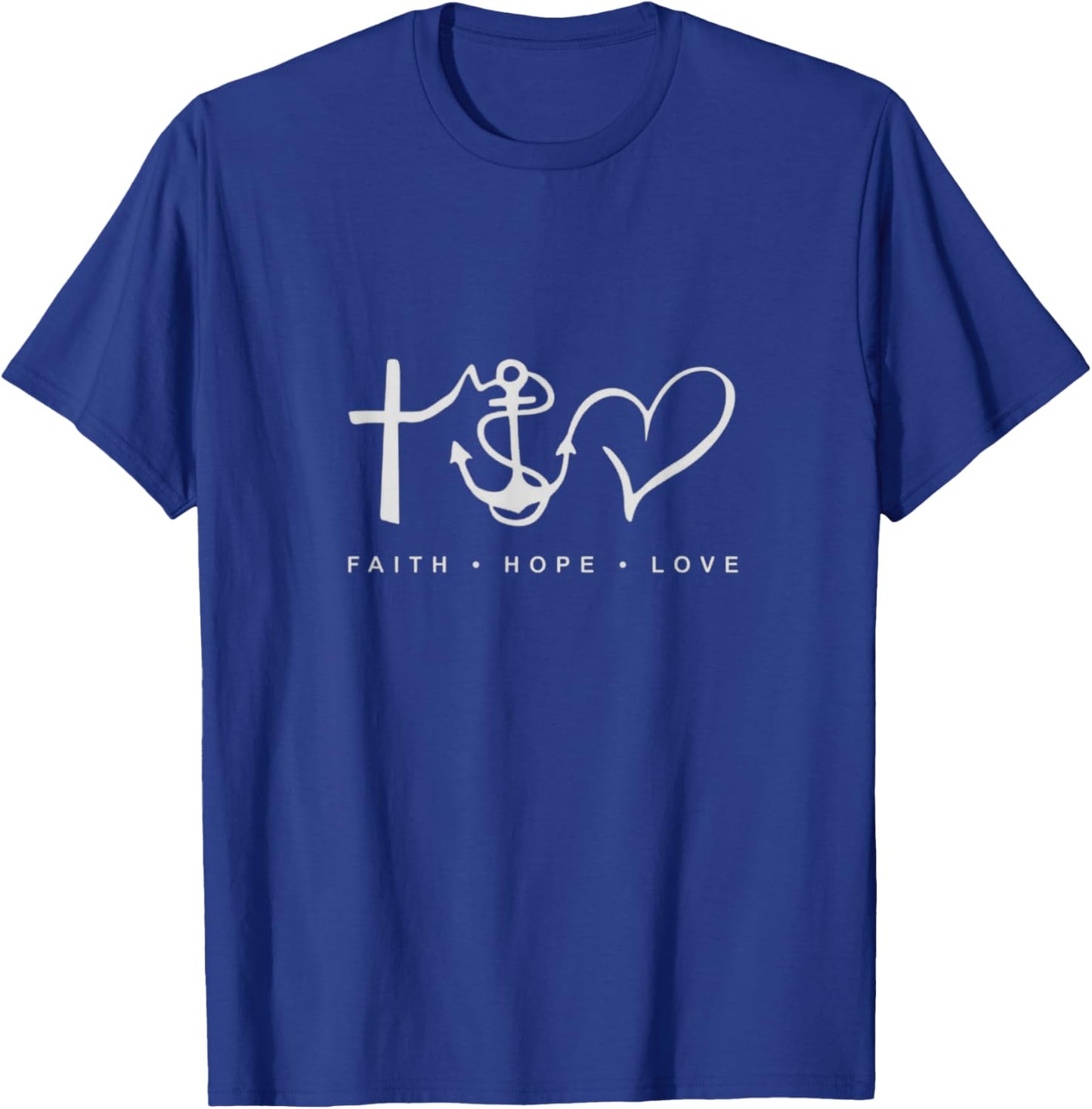 Collection Faith Hope Love Minimalist Design Anchor Heart T-Shirt - T-Shirt | Royal