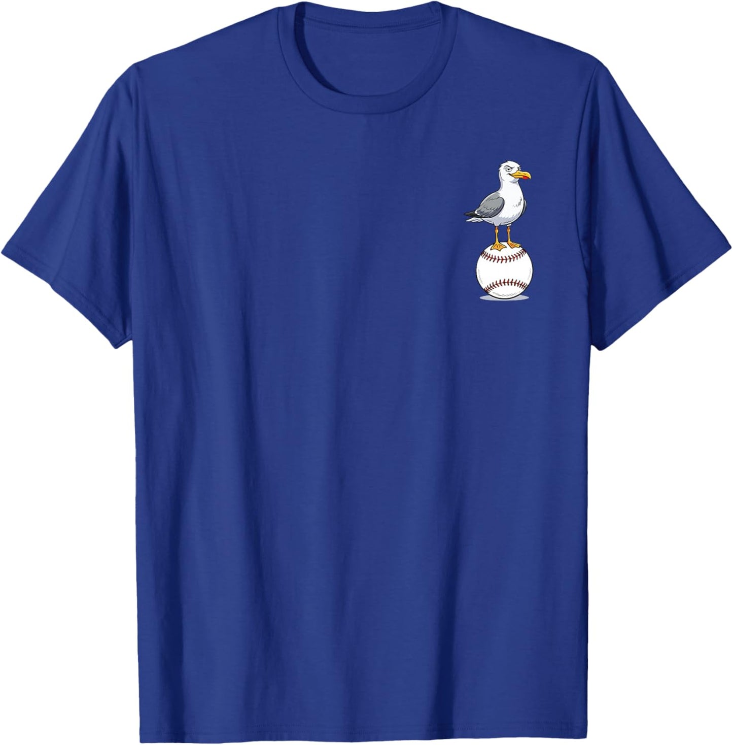 (2 Sided) Mine Seagull Funny Bird Playing Baseball T-Shirt - T-Shirt | Royal