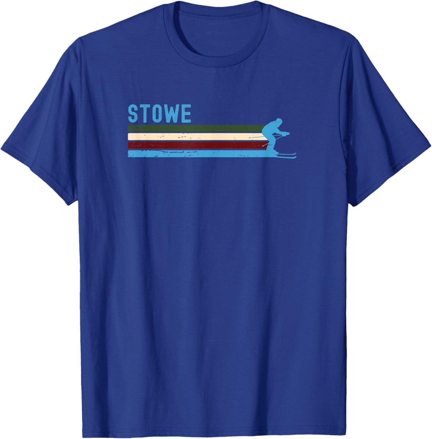 Stowe Vermont Retro Ski Mountain Vacation T-Shirt - T-Shirt | Royal