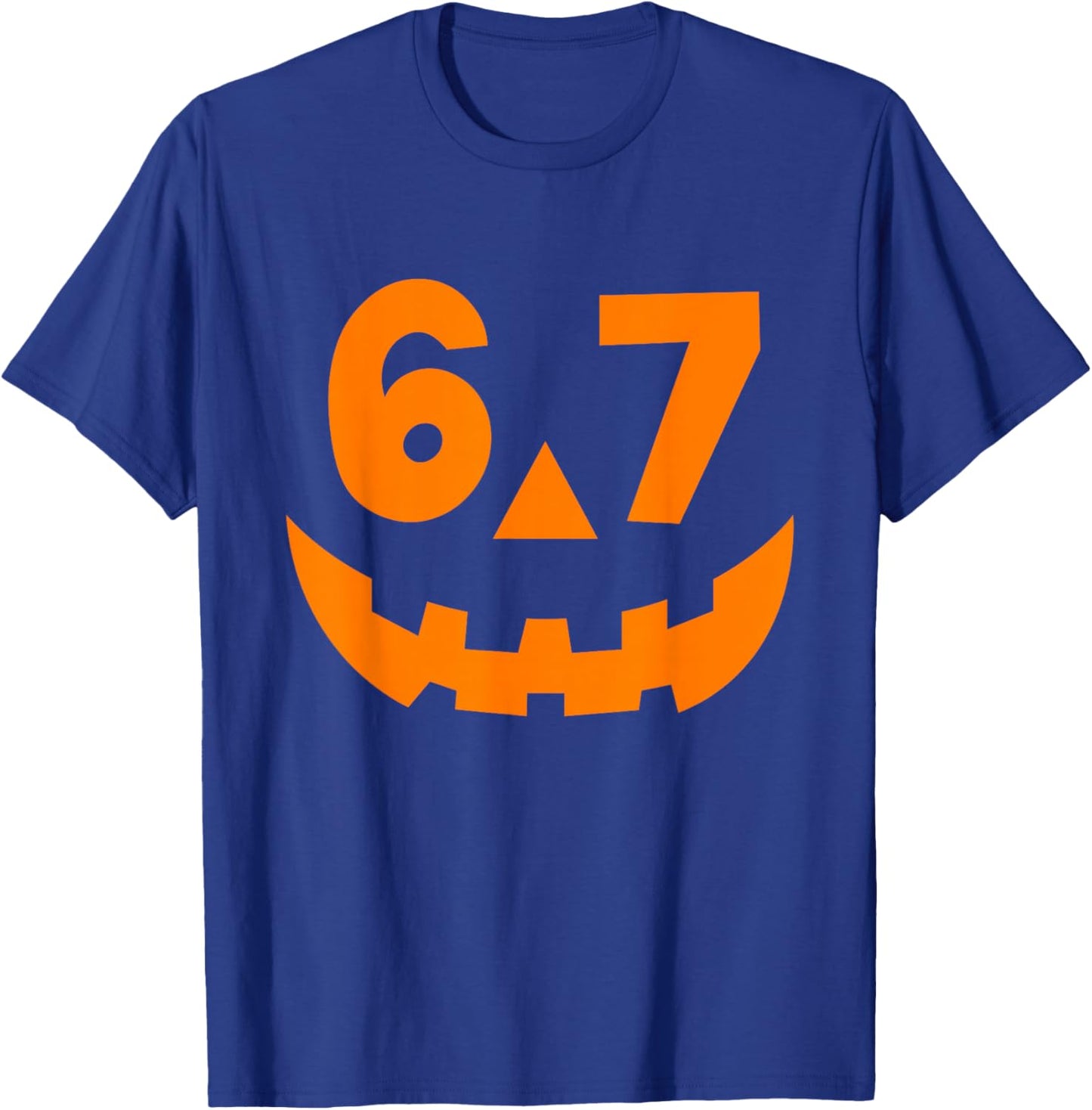 Halloween Six Seven 6 7 Meme Jack O Lantern 6-7 Pumpkin Face T-Shirt - T-Shirt | Royal