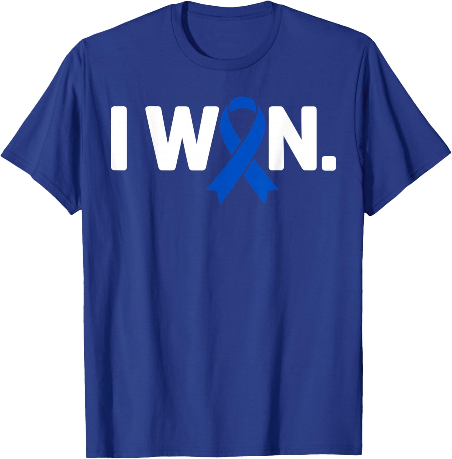 I Won Survivor Colorectal Colon Cancer Awareness Blue Ribbon T-Shirt - T-Shirt | Royal