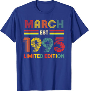 March Est 1995 Birthday Limited Edition 31-Year-Old 31st T-Shirt - T-Shirt | Royal