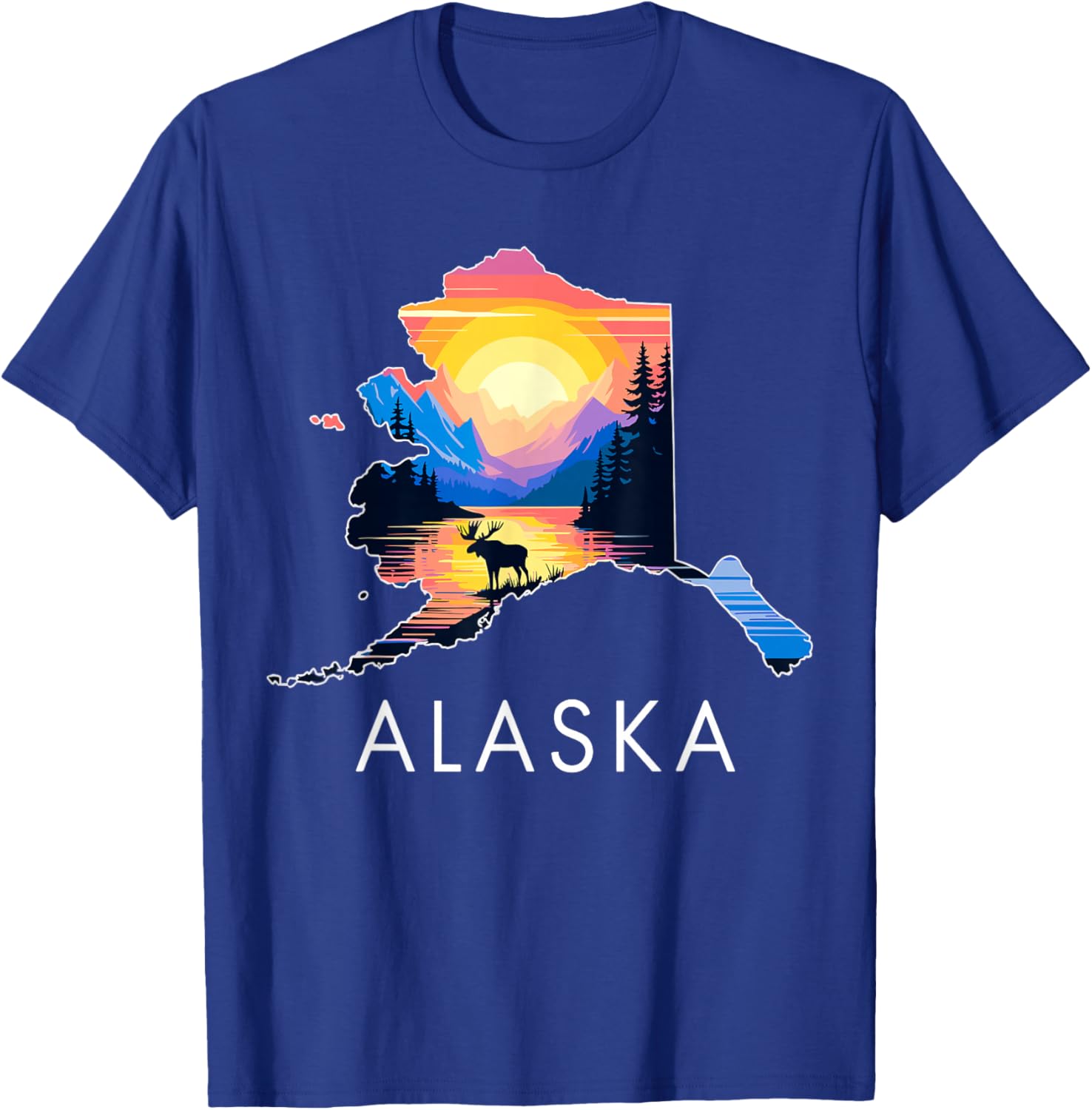 Alaskan Animal Moose Alaska Map T-Shirt - T-Shirt | Royal