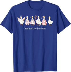 Christian Goose Jesus Loves You Silly Goose Religious Goose T-Shirt - T-Shirt | Royal
