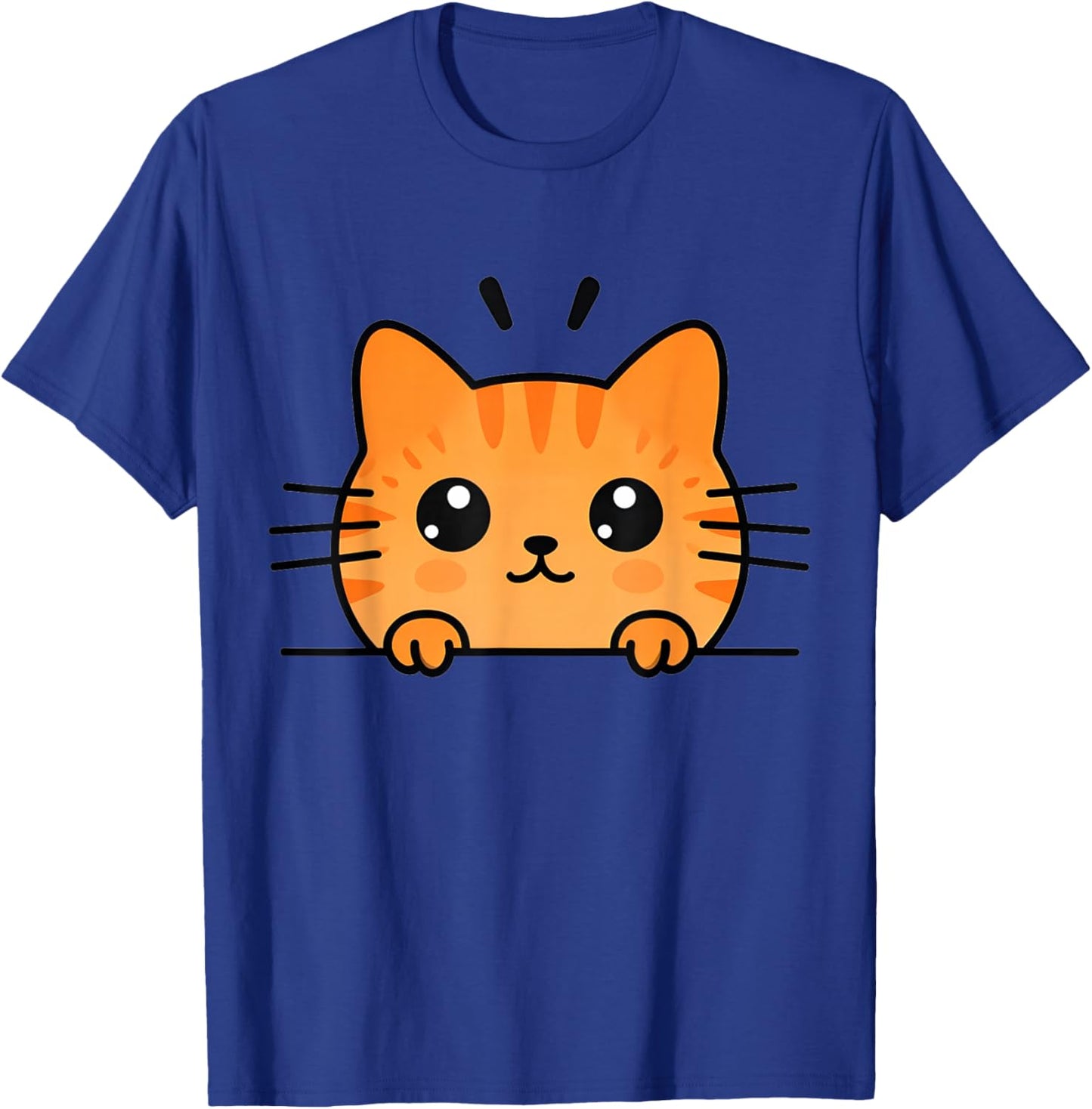 Cute Orange Kitty Cat Peeking Over at You Ginger Cat Lover T-Shirt - T-Shirt | Royal