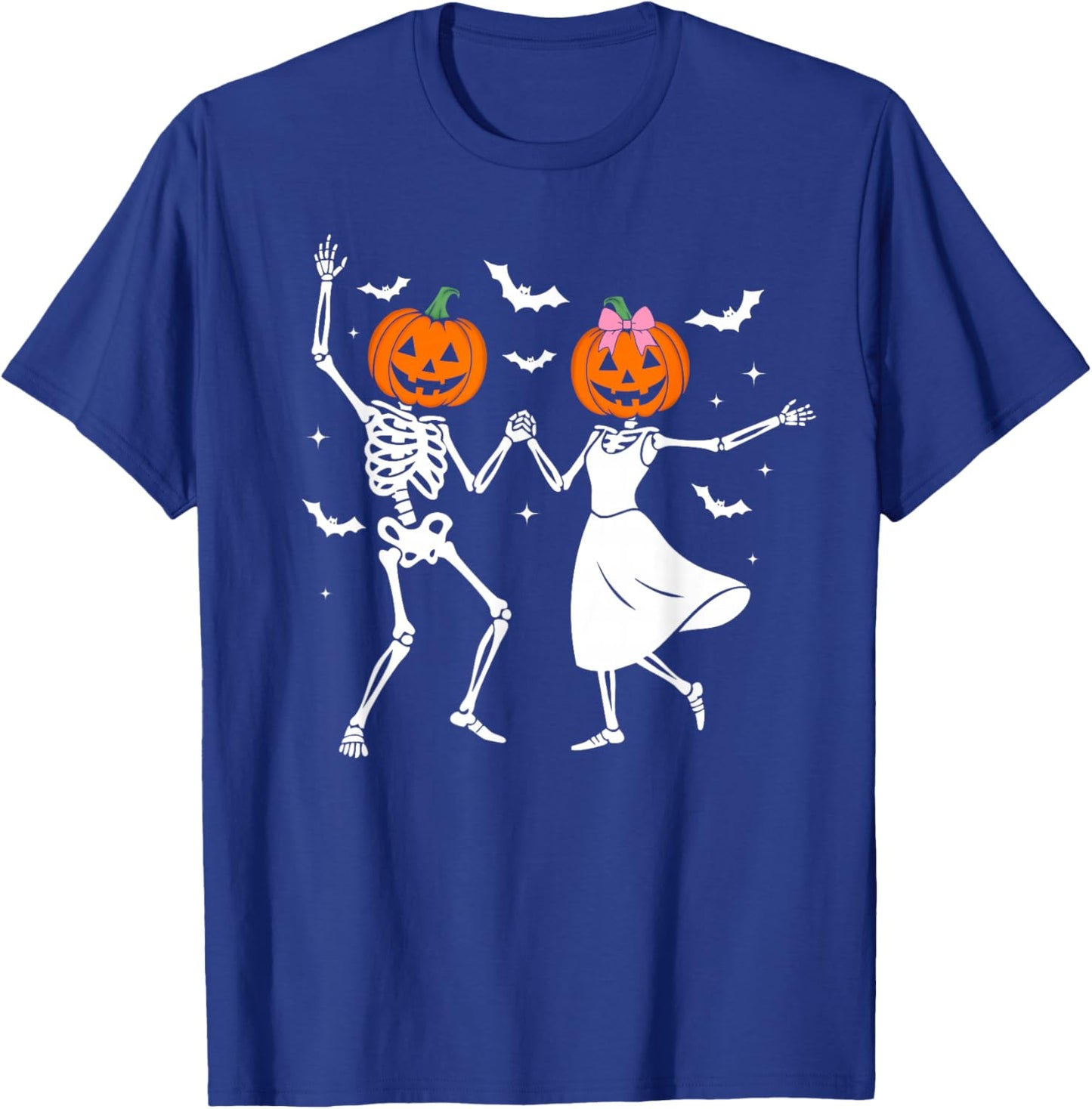 Dancing Skeleton Pumpkin Retro Halloween Costume for Couples T-Shirt - T-Shirt | Royal