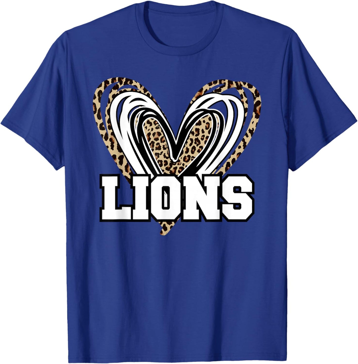 Lions Heart Love School Spirit Lion Pride Mascot Game Day T-Shirt - T-Shirt | Royal