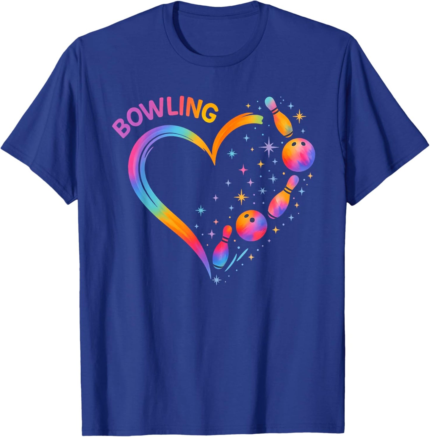 Bowling Heart Colorful Bowling Pin Lovers Bowler Women Girls T-Shirt - T-Shirt | Royal