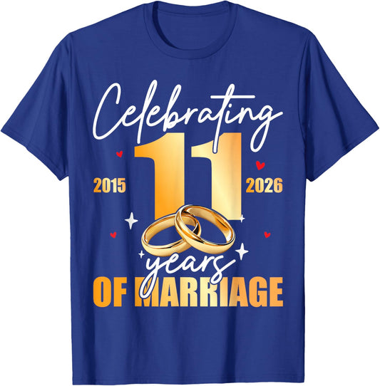 Celebrating 2015 11th 11 Years of Marriage Anniversary T-Shirt - T-Shirt | Royal