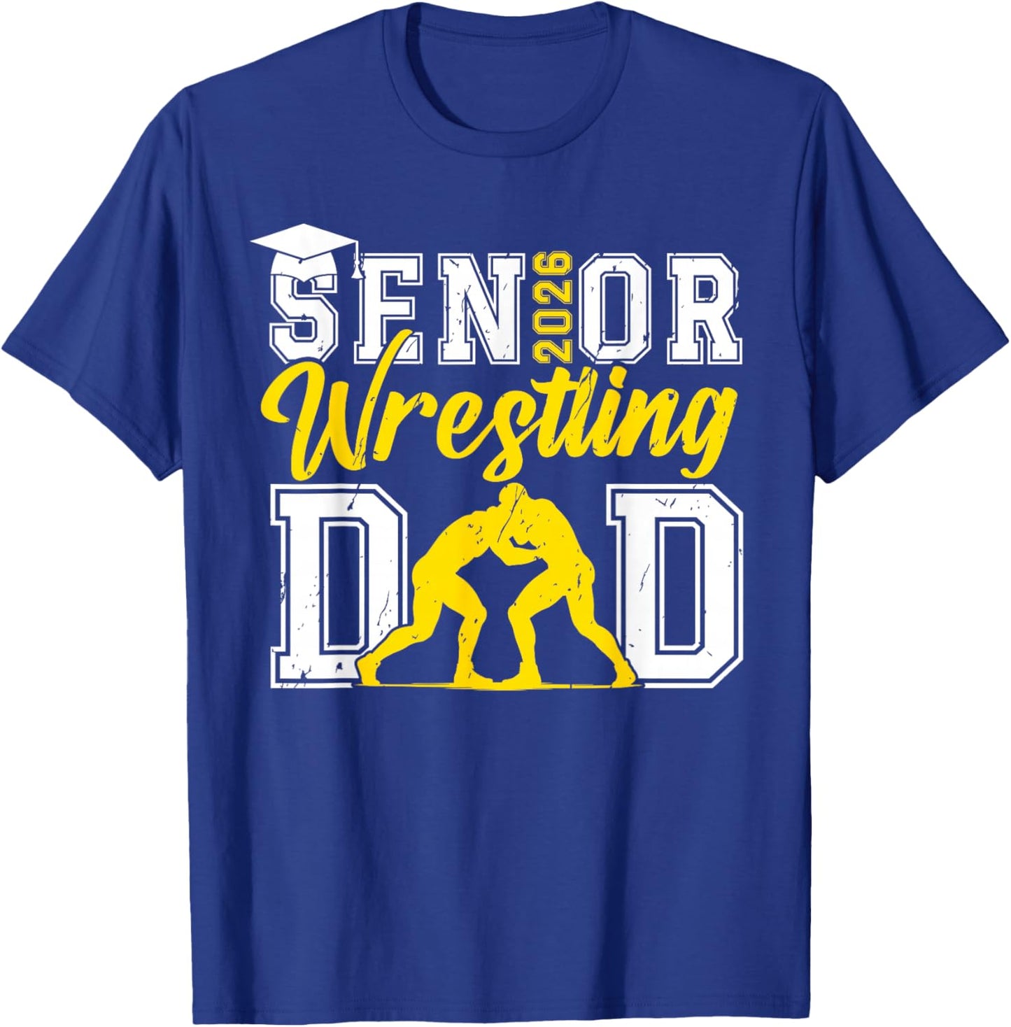 Retro Senior Wrestling Dad 2026 Senior Dad Class of 2026 T-Shirt - T-Shirt | Royal