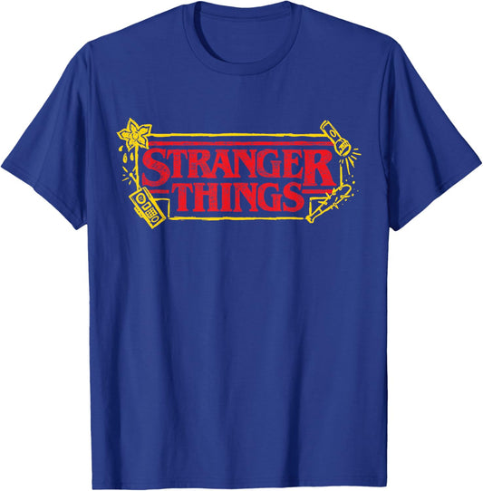 Stranger Things Season 5 Icons Distressed Sketch Logo T-Shirt - T-Shirt | Royal