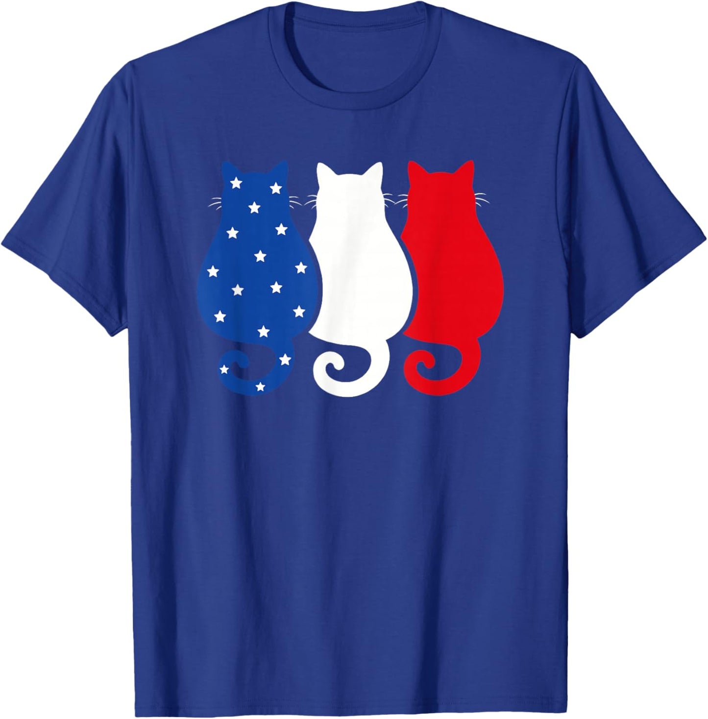 USA Flag Cats 4th of July Men Women Kids Funny Patriotic T-Shirt - T-Shirt | Royal