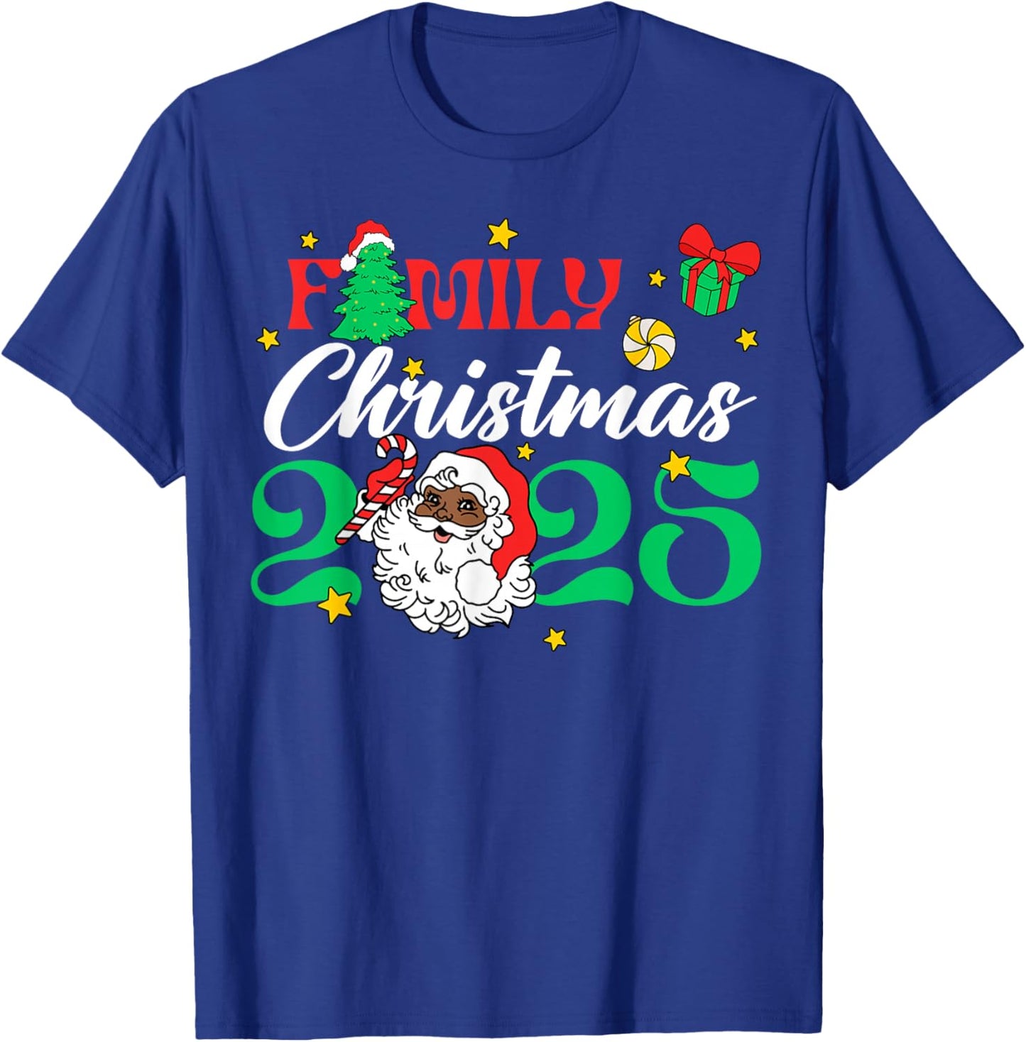 Melanin Family Christmas African American Xmas African Santa T-Shirt - T-Shirt | Royal