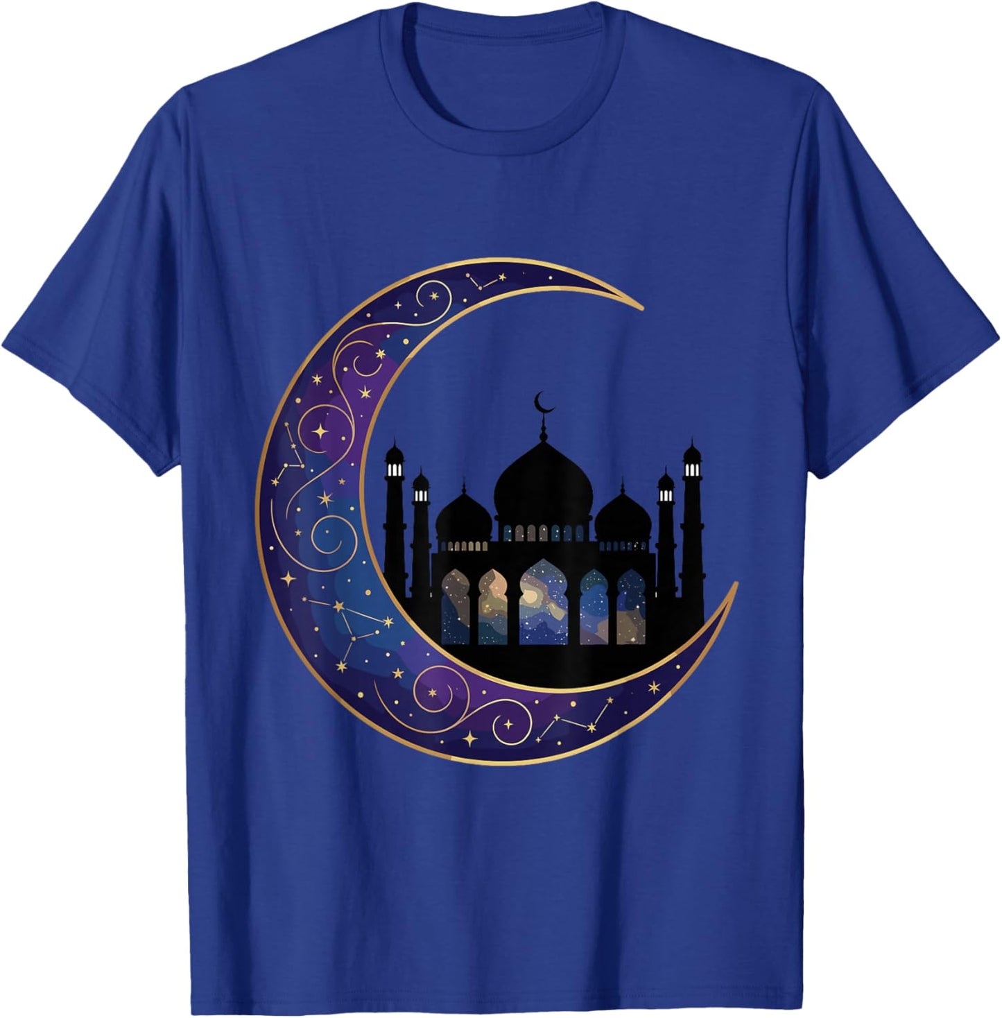 Crescent Moon with Islamic Mosque for Muslims and Ramadan T-Shirt - T-Shirt | Royal