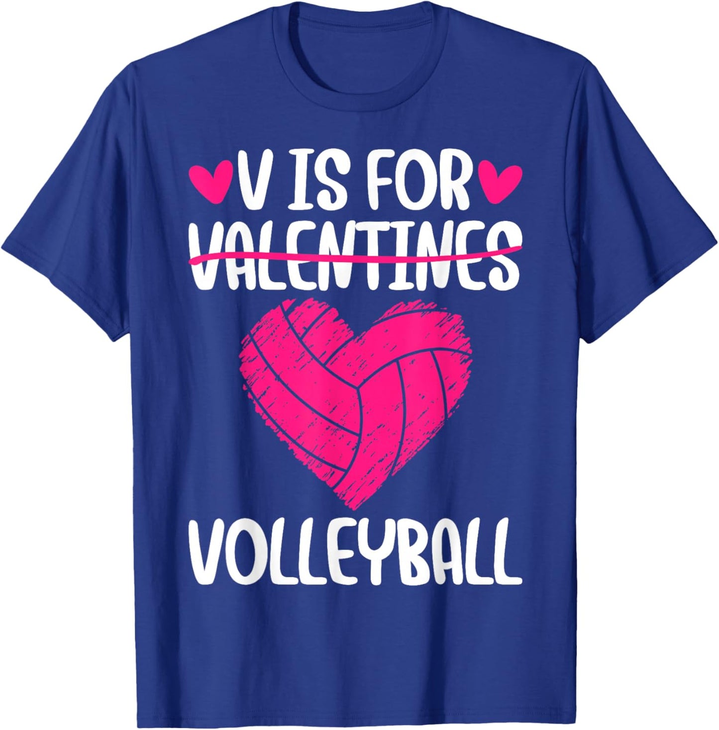 V is for Volleyball Valentine Couple Valentine Day T-Shirt - T-Shirt | Royal