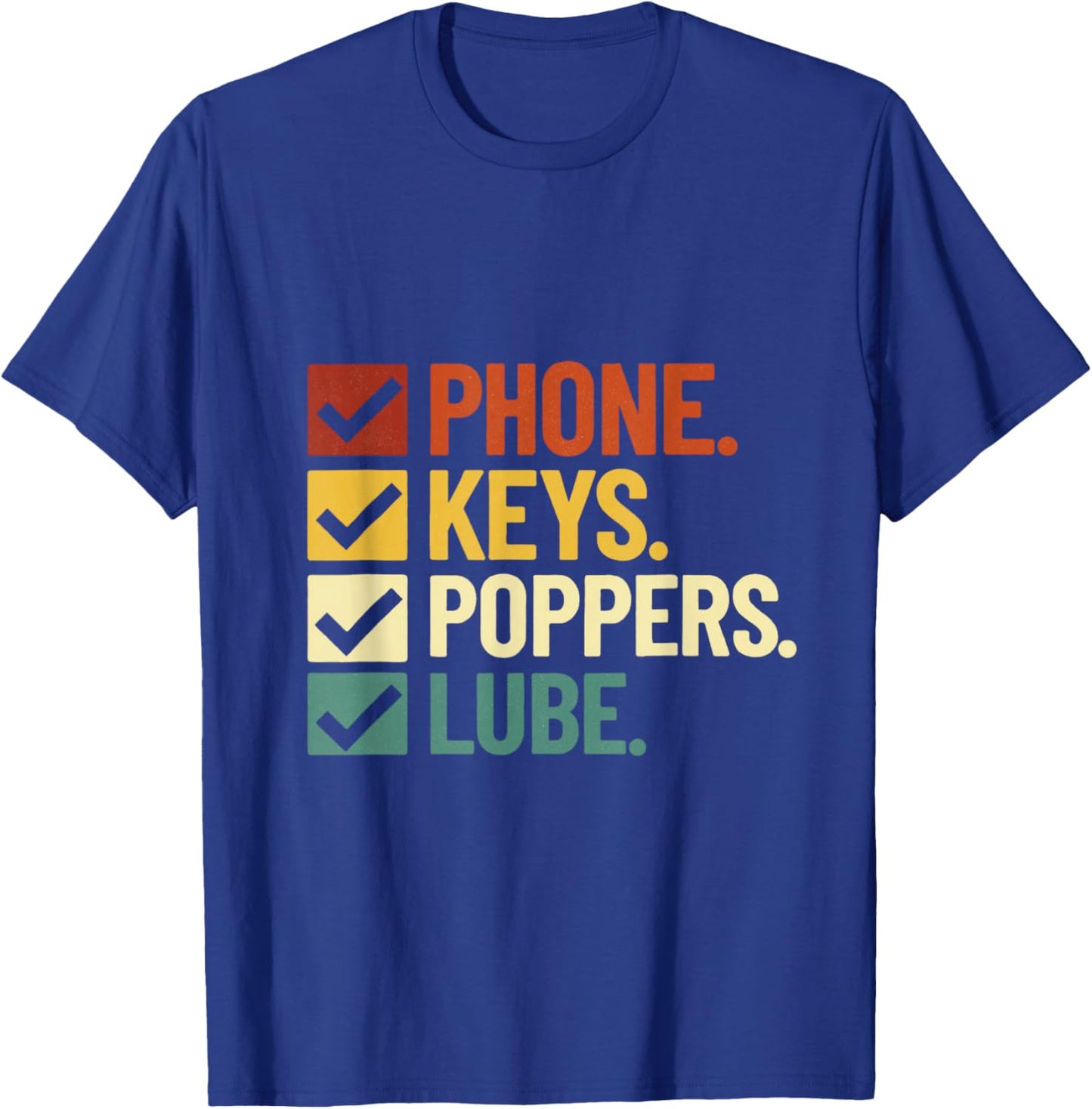 Funny Retro Phone Keys Poppers Lube T-Shirt - T-Shirt | Royal