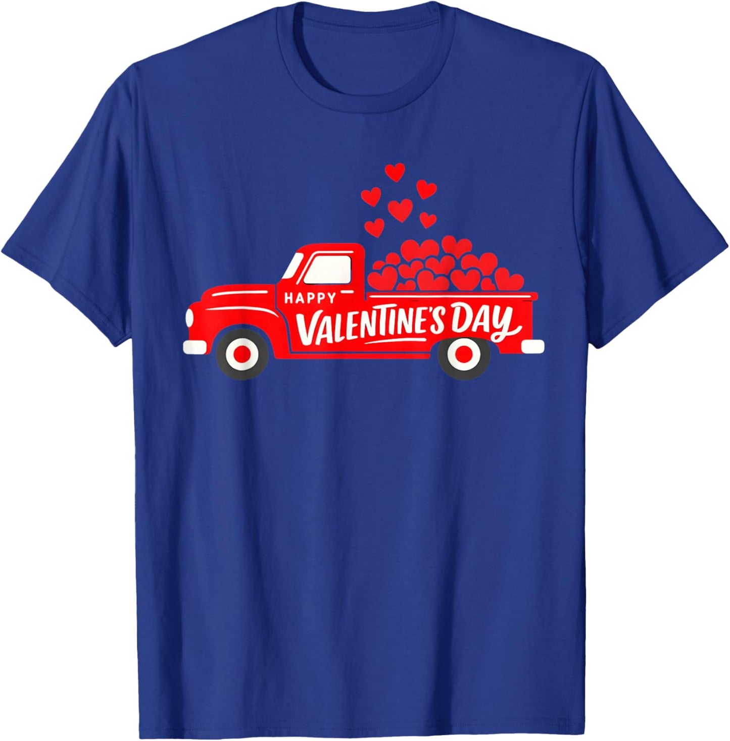 Classic Red Truck Happy Valentine's Day Farmhouse Hearts T-Shirt - T-Shirt | Royal