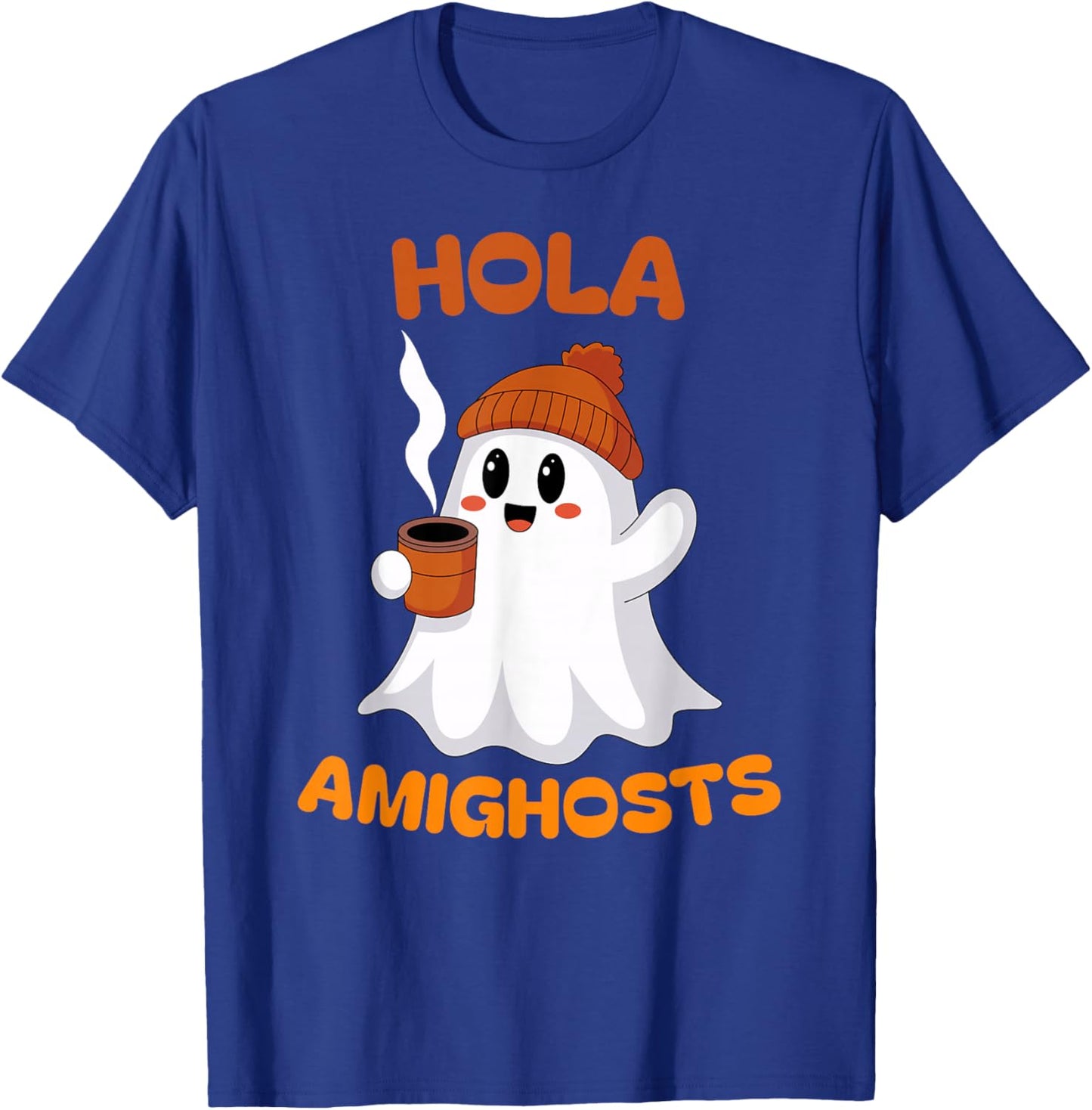 Hola Amighosts Funny Spanish Pun Language Ghost Halloween T-Shirt - T-Shirt | Royal