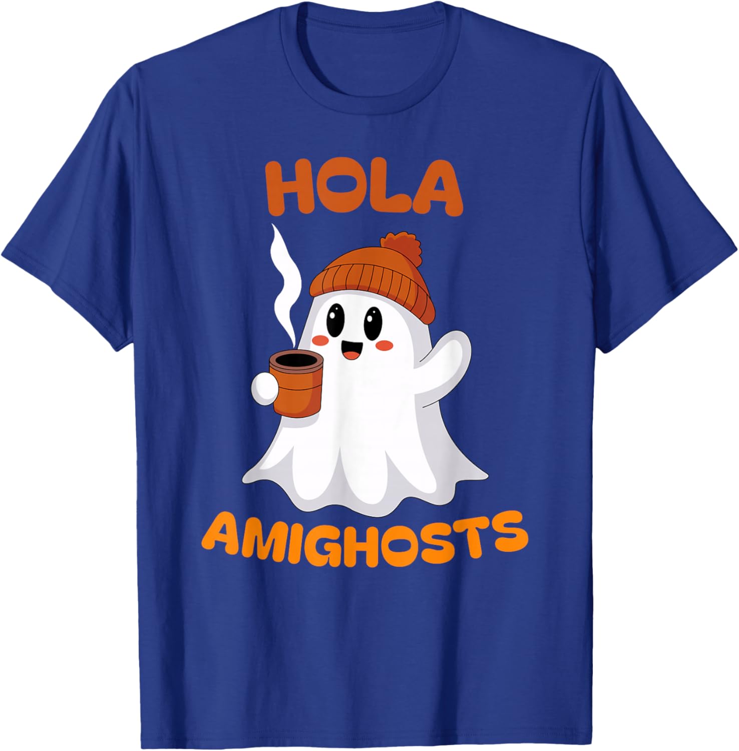 Hola Amighosts Funny Spanish Pun Language Ghost Halloween T-Shirt - T-Shirt | Royal