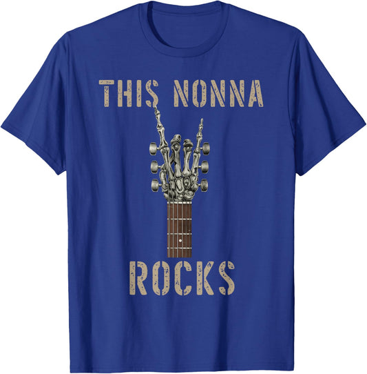 This Nonna Rocks Skeleton Hand Rock Music Band Guitar Grunge T-Shirt - T-Shirt | Royal