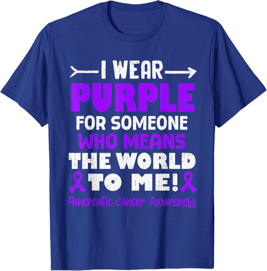 Pancreatic Cancer Awareness Ribbon Purple Support Adult Kids T-Shirt - T-Shirt | Royal