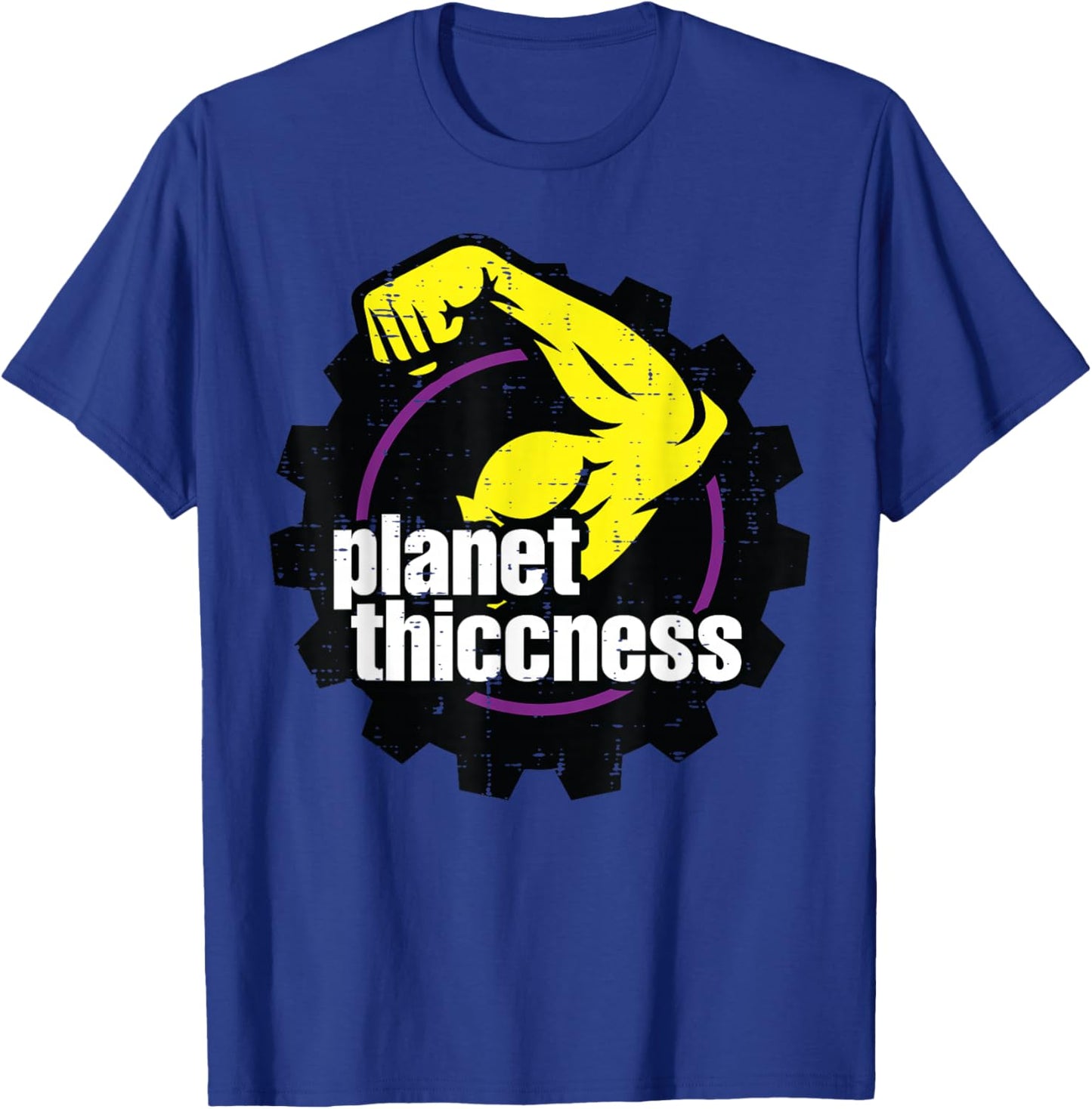 Gym Biceps Planet Thiccness Funny Workout Humor Men Women T-Shirt - T-Shirt | Royal
