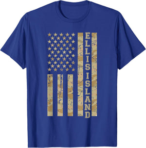 Ellis Island Historic Site Immigrant Desert Camo Distressed T-Shirt - T-Shirt | Royal
