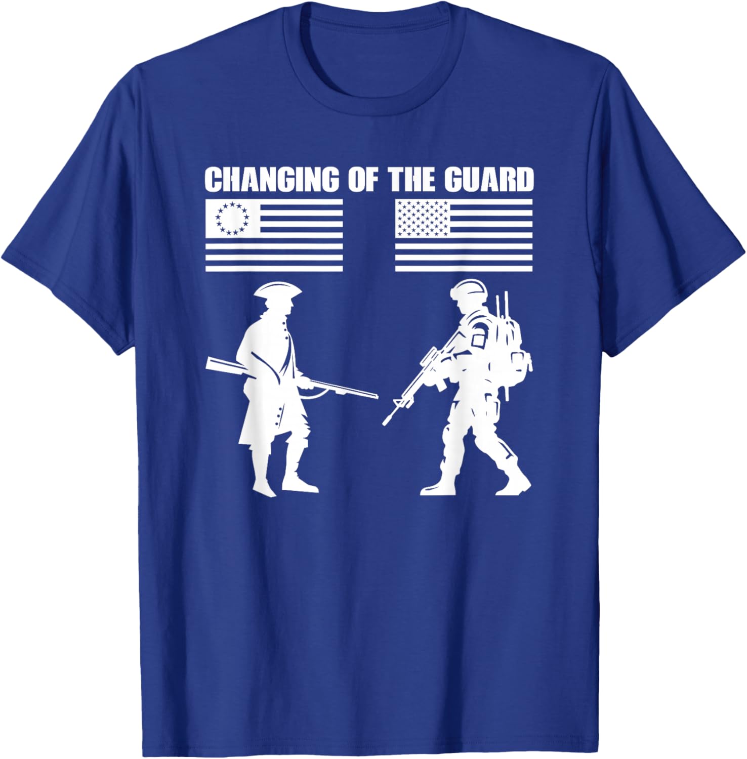July 4th 1776-2026 American Flag Graphic Military Soldier T-Shirt - T-Shirt | Royal
