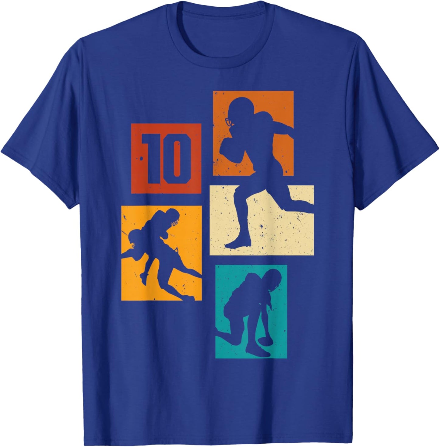 10th Birthday Retro American Football 10 Years Old Boy Girl T-Shirt - T-Shirt | Royal