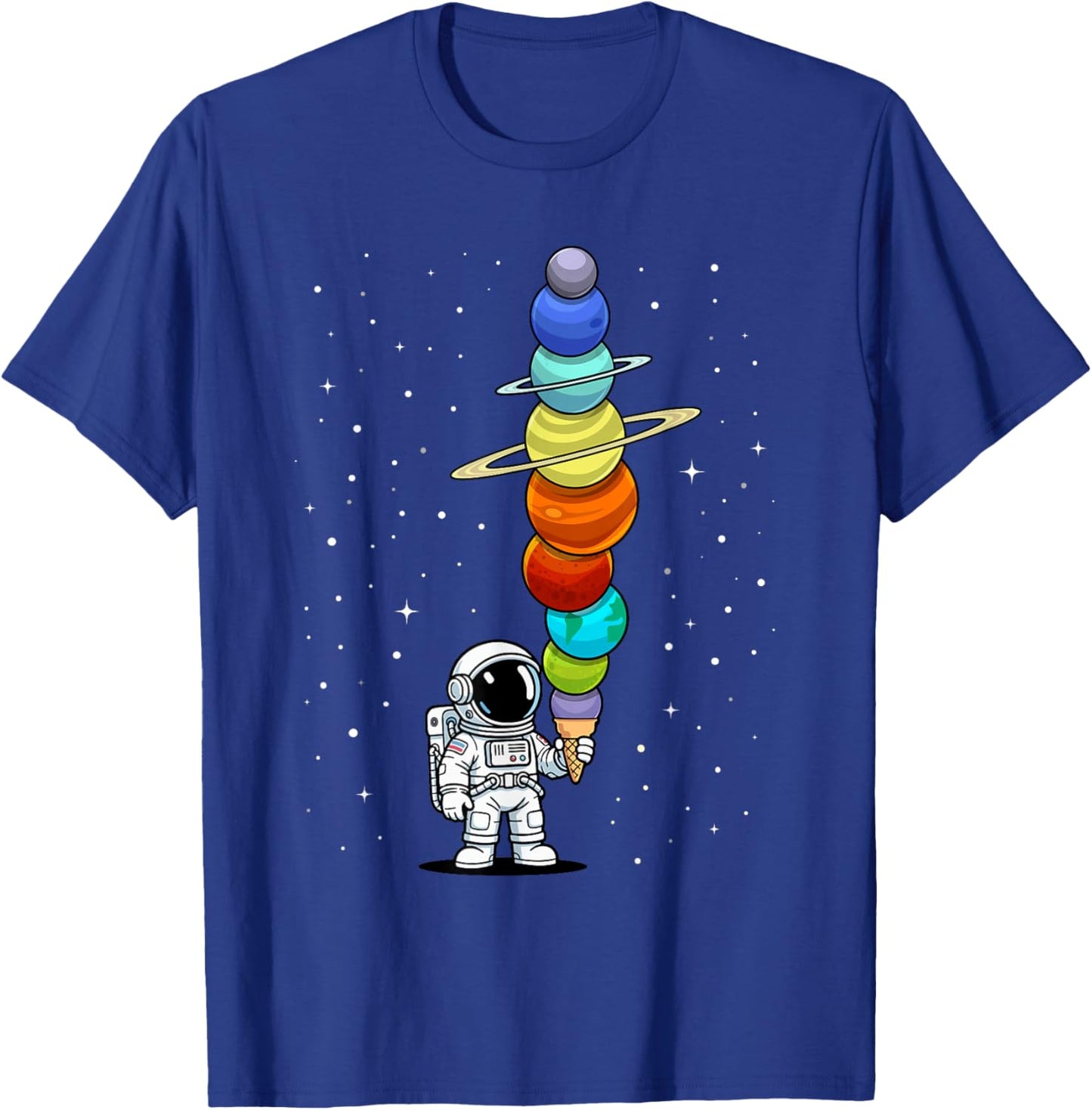 Space Astronaut Ice Cream Cone Planets Solar Systems Boys T-Shirt - T-Shirt | Royal