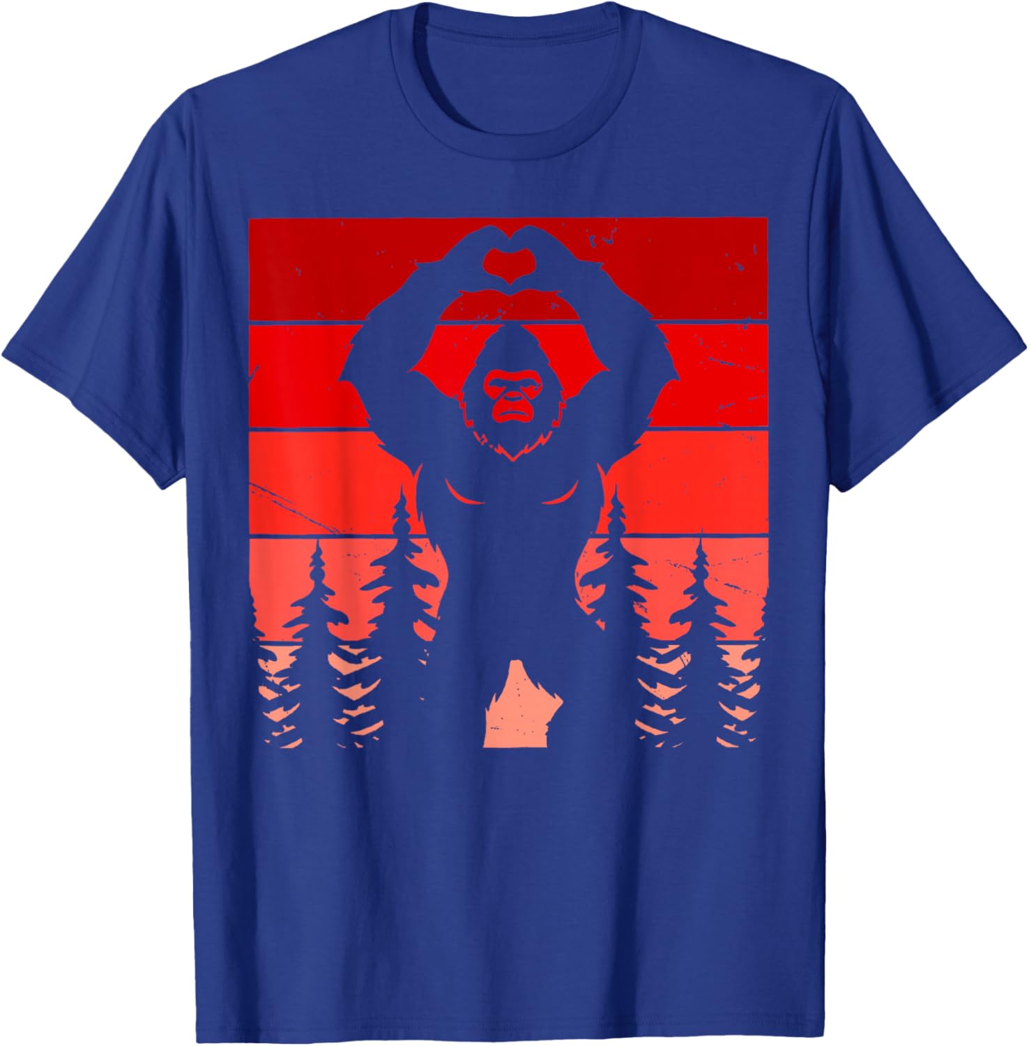 Retro Funny Bigfoot Sasquatch Heart Love Valentine Boy Men T-Shirt - T-Shirt | Royal